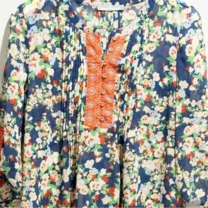 DANIEL RAINN Women’s Multicolor Floral Geometric Print Chiffon Blouse Size M